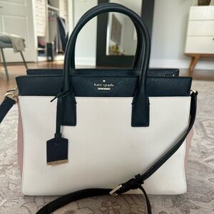 Kate Spade Black, White, and Pink Satchel - Cameron street used
